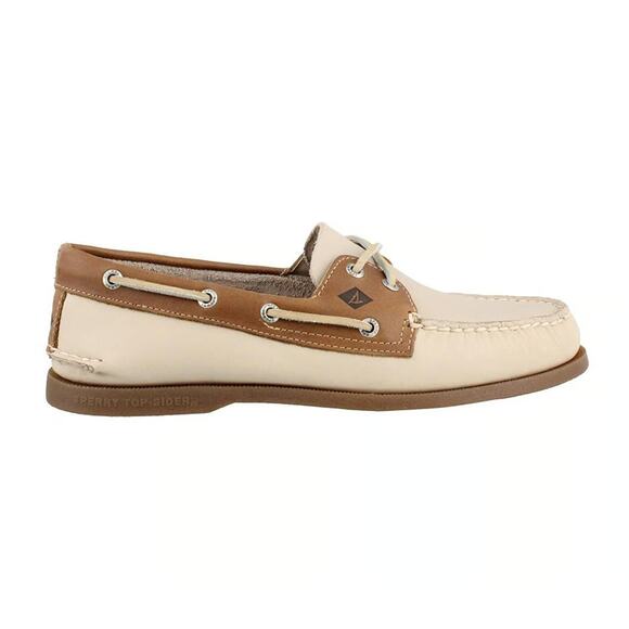 SPERRY Men's 10.5M White Camel Topsider Authentic Original Boat Shoes LB8-9 - Picture 1 of 8